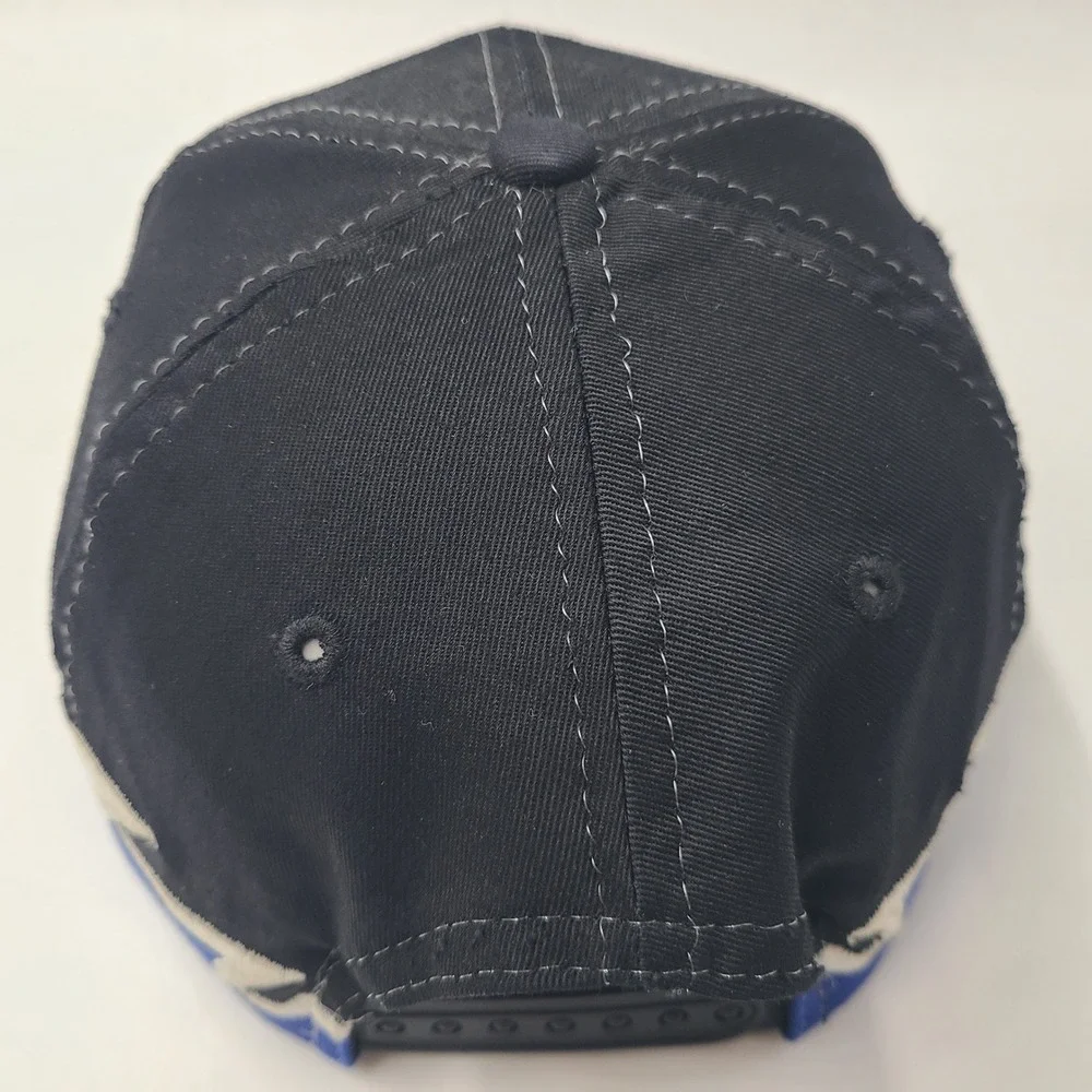 Vintage Ford Racing Hat Snapback (Fits Small) Black Blue White Flames *TEAR*‎